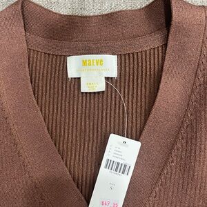 Maeve Chestnut Ribbed Knit Top